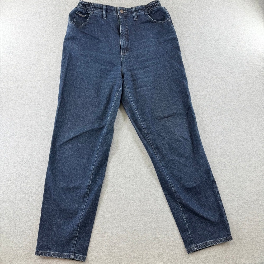 Lee Womens Elastic Waist Relaxed Fit Straight Leg Jeans Dark Wash Size 14 Medium